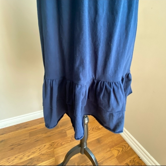 Navy Blue V-neck Ruffed Dress - Picture 4 of 5